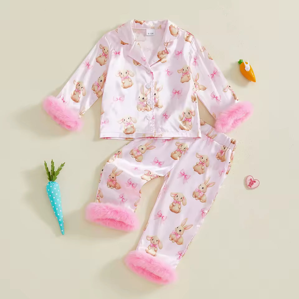 Fur Trim Easter Pajamas