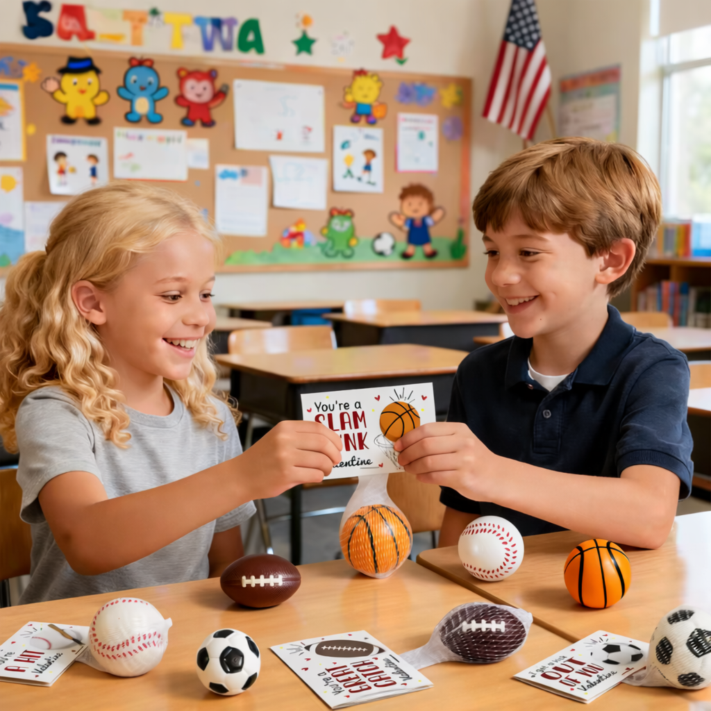 Sports Balls Classroom Valentines (24-Count)