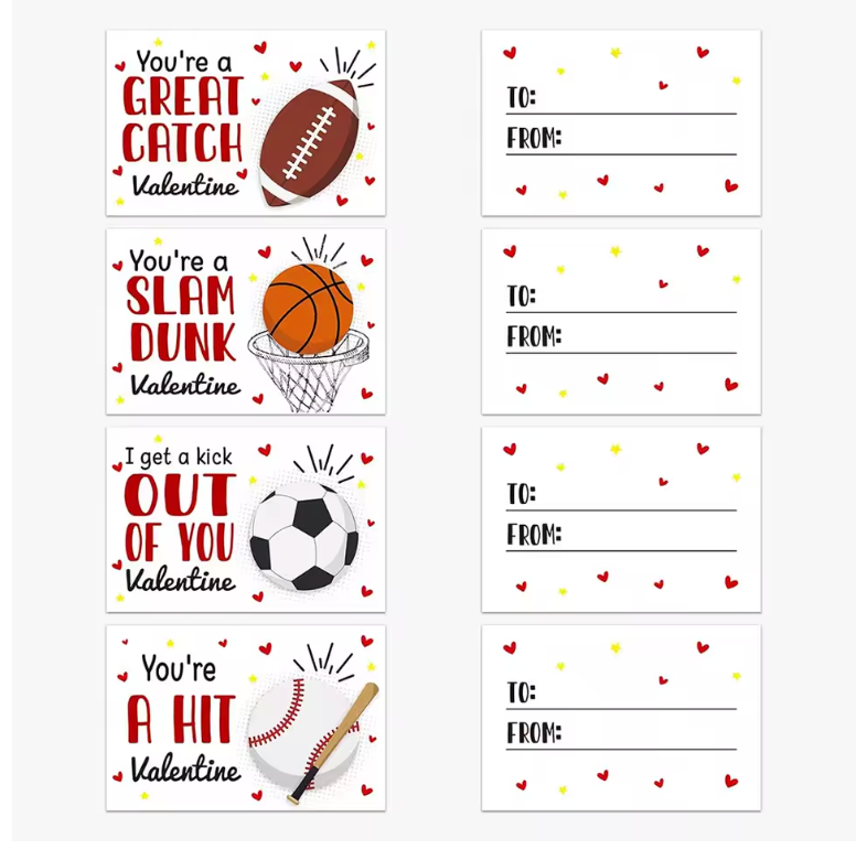 Sports Balls Classroom Valentines (24-Count)